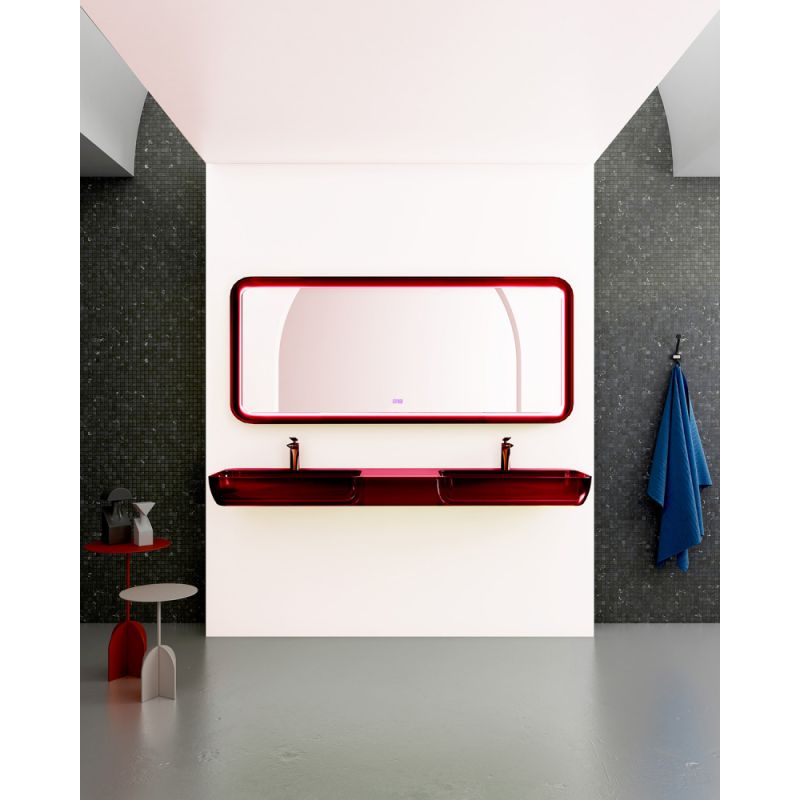 Раковина подвесная прозрачная ABBER Kristall AT2807Rubin двойная, красная