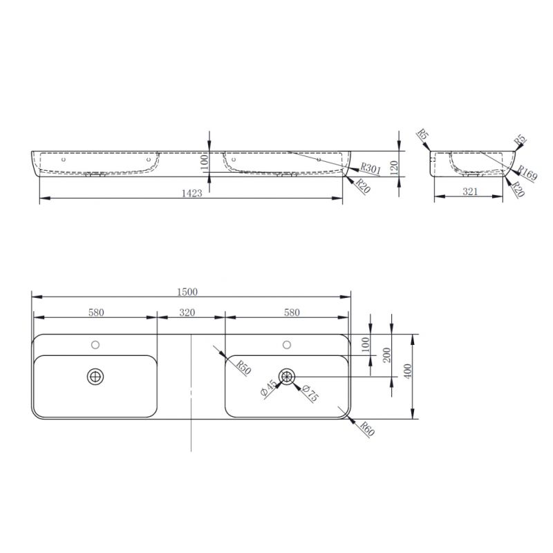 Раковина подвесная прозрачная ABBER Kristall AT2807Rubin двойная, красная