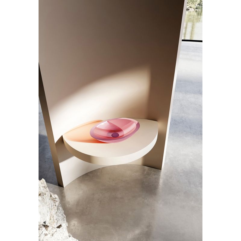 Раковина накладная прозрачная ABBER Kristall AT2810Koralle розовая