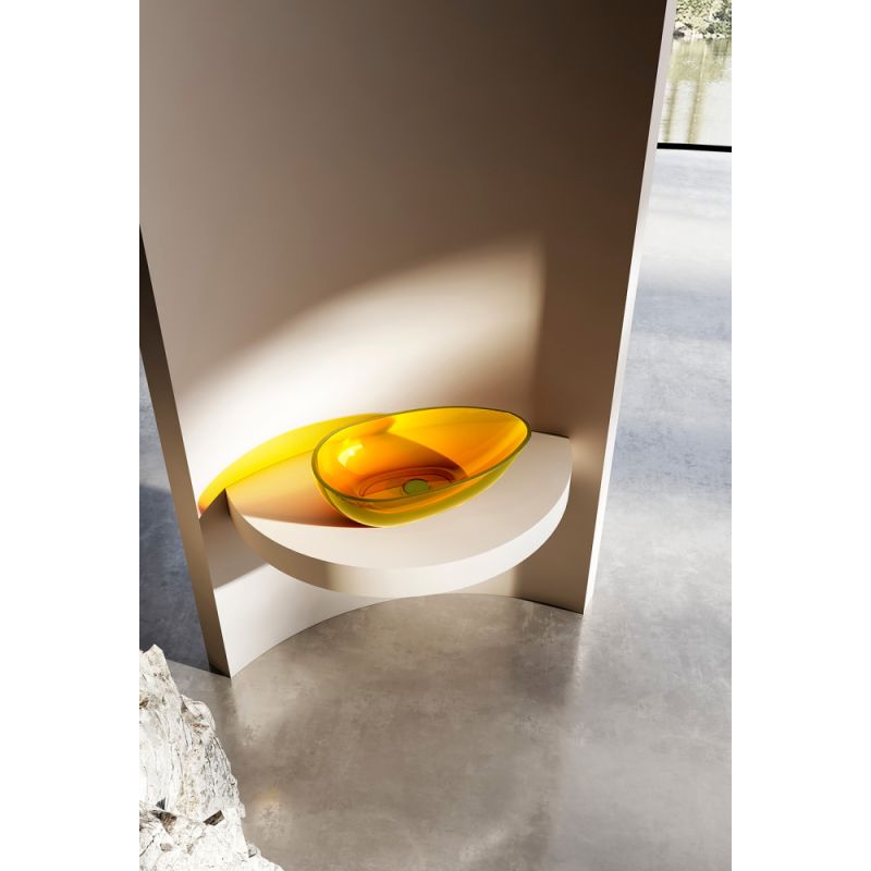 Раковина накладная прозрачная ABBER Kristall AT2811Amber желтая