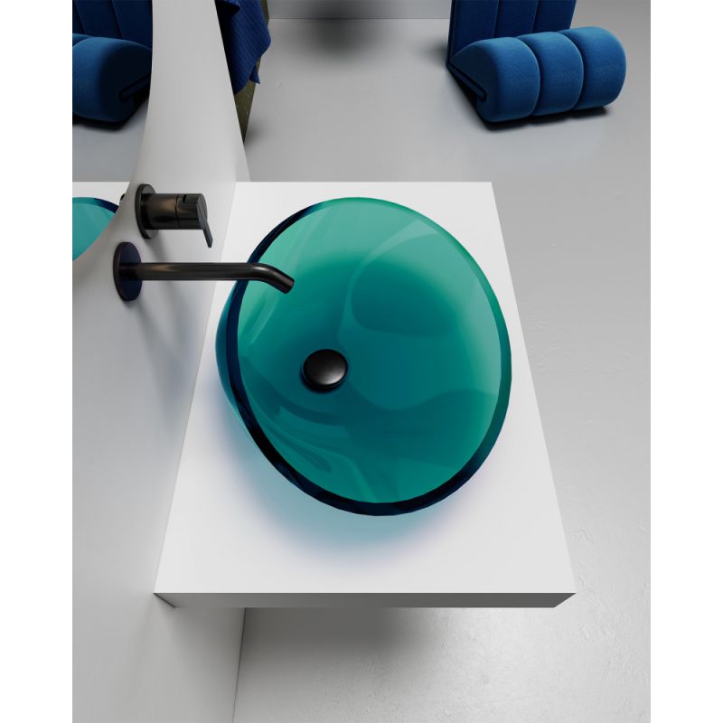 Раковина накладная прозрачная ABBER Kristall AT2812Aquamarin бирюзовая