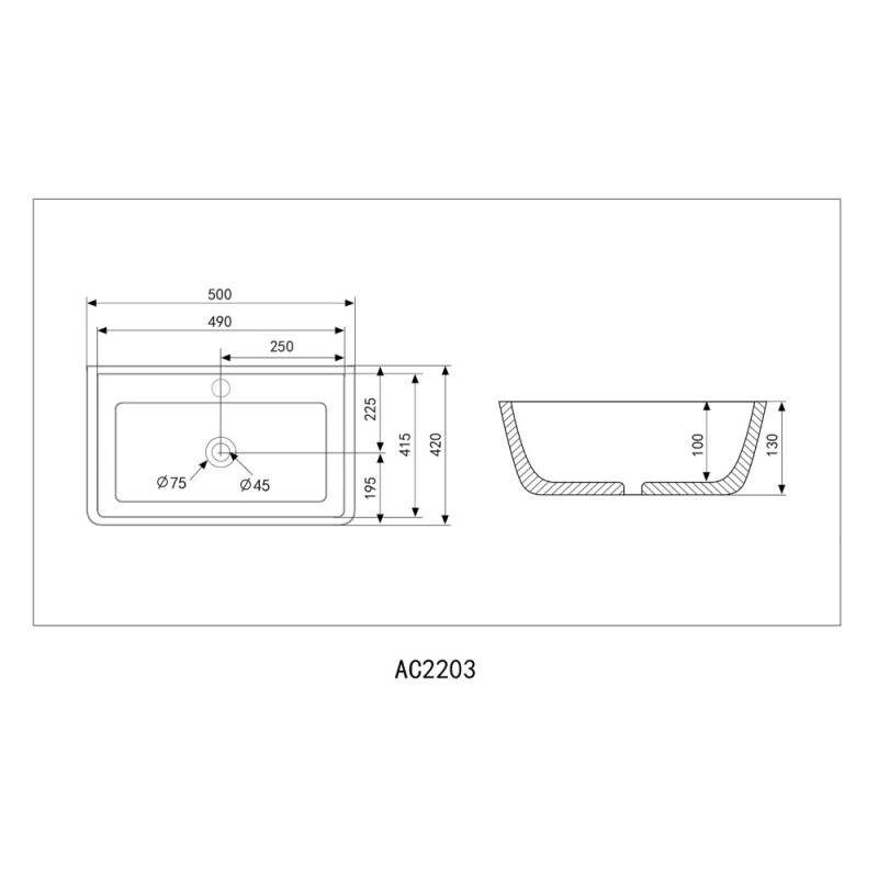Раковина накладная ABBER Rechteck AC2203 белая