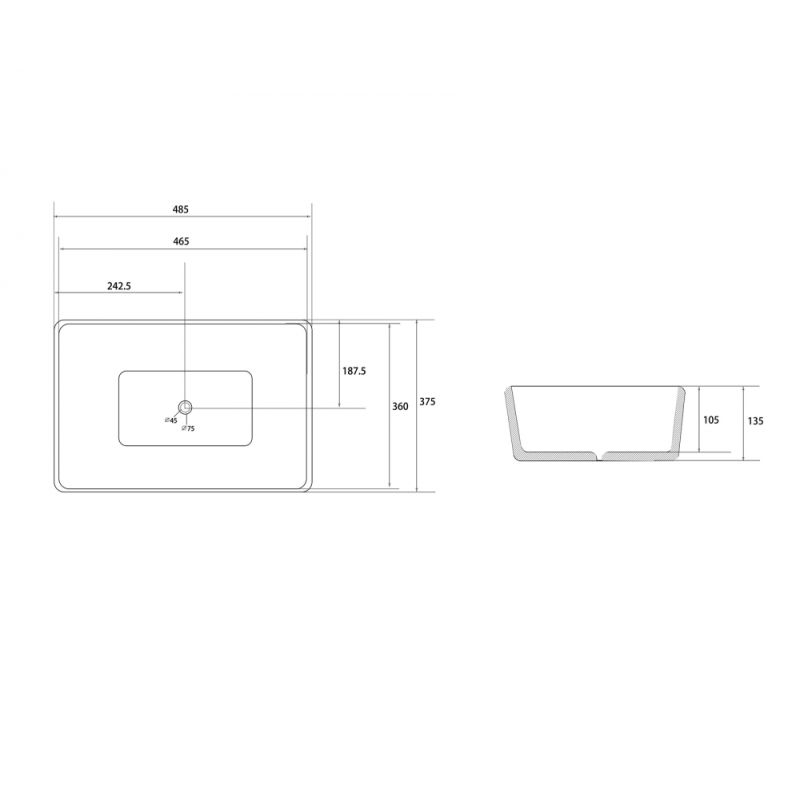 Раковина накладная ABBER Rechteck AC2212BG матовое золото с черным