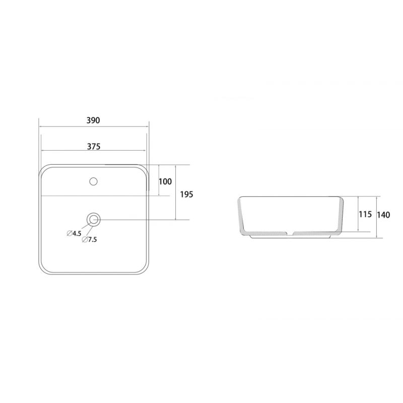 Раковина накладная ABBER Rechteck AC2215 белая