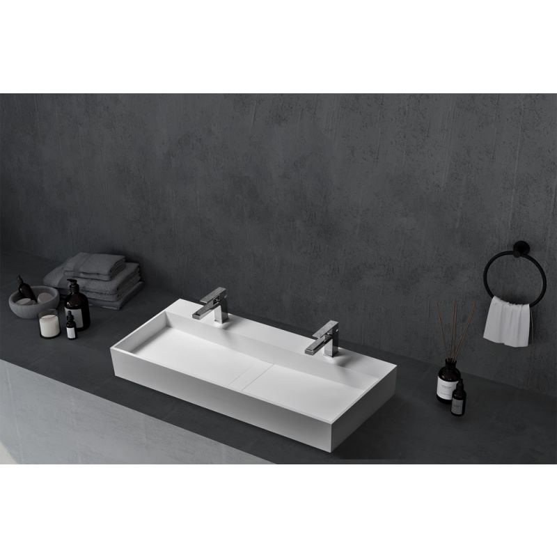 Раковина накладная ABBER Stein AS2642 двойная, белая матовая