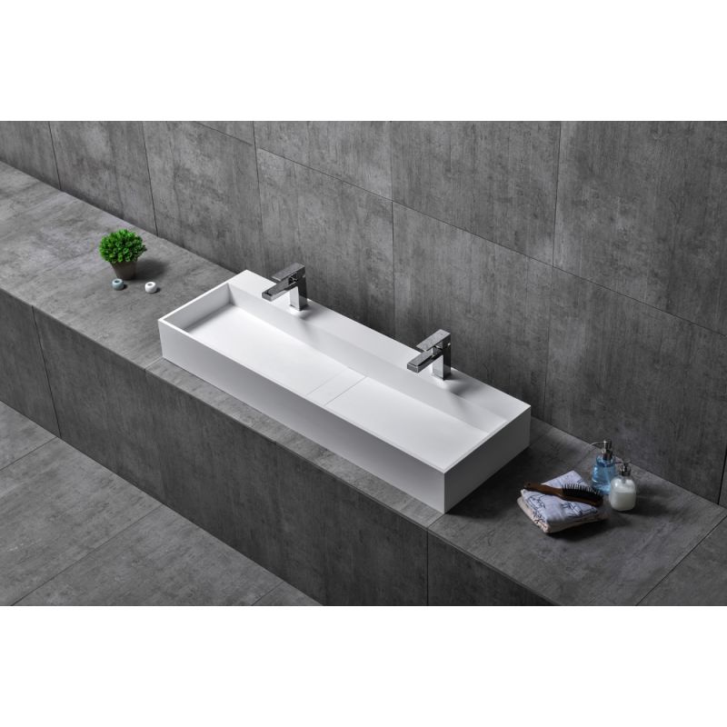 Раковина накладная ABBER Stein AS2642 двойная, белая матовая