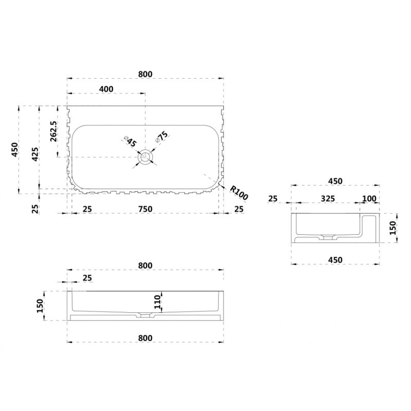 Раковина подвесная ABBER Stein AS2652-0.8 белая матовая