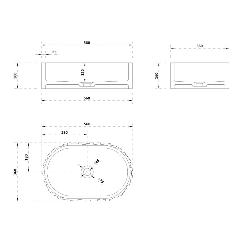 Раковина накладная ABBER Stein AS2655 белая матовая