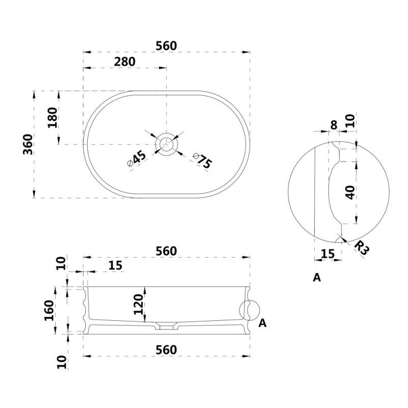 Раковина накладная ABBER Stein AS2650 белая матовая