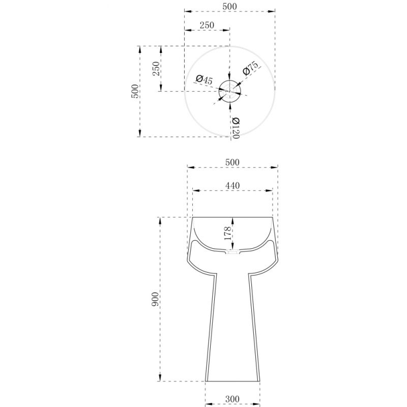 Раковина отдельностоящая ABBER Stein AS2508 белая матовая