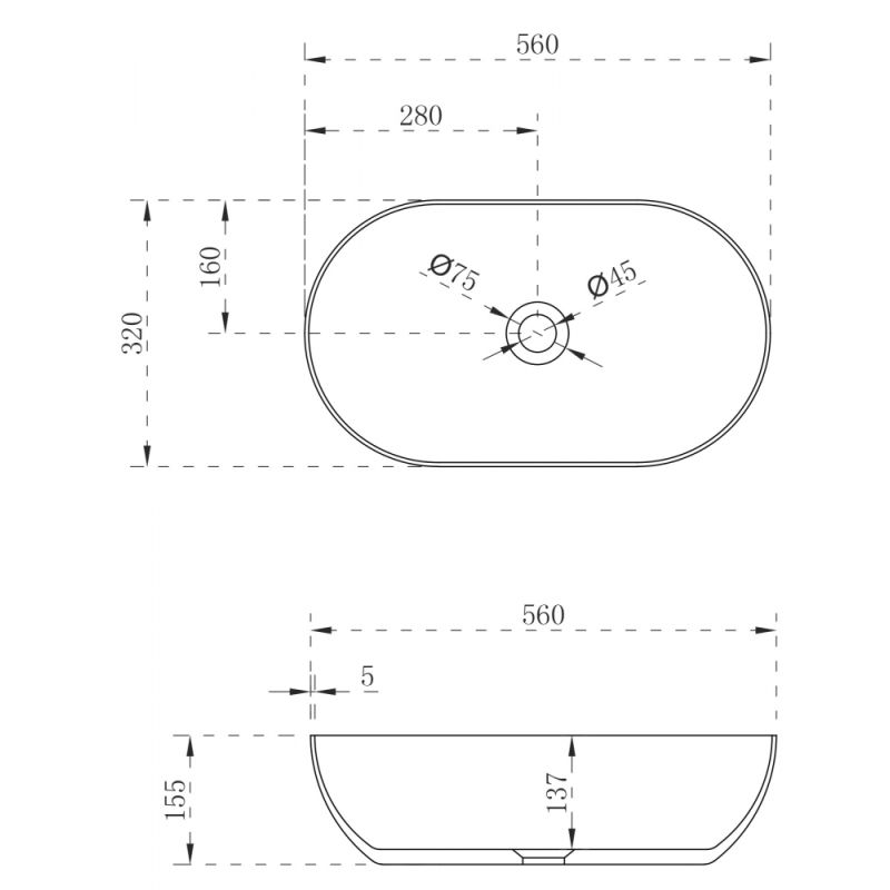 Раковина накладная ABBER Stein AS2611 белая матовая