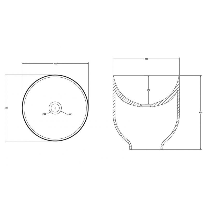 Раковина накладная ABBER Stein AS2618 белая матовая