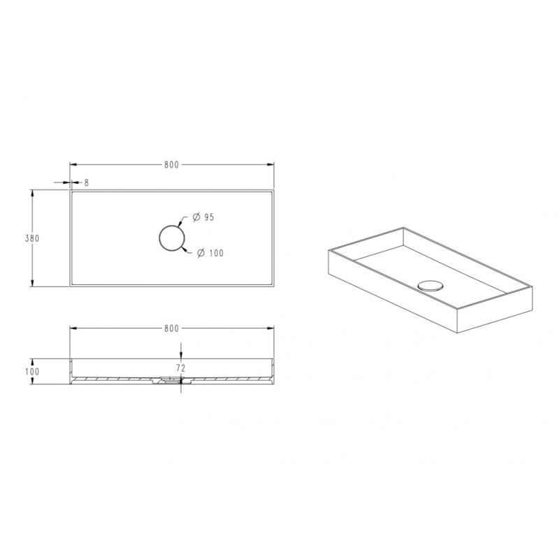 Раковина накладная ABBER Stein AS2622 белая матовая