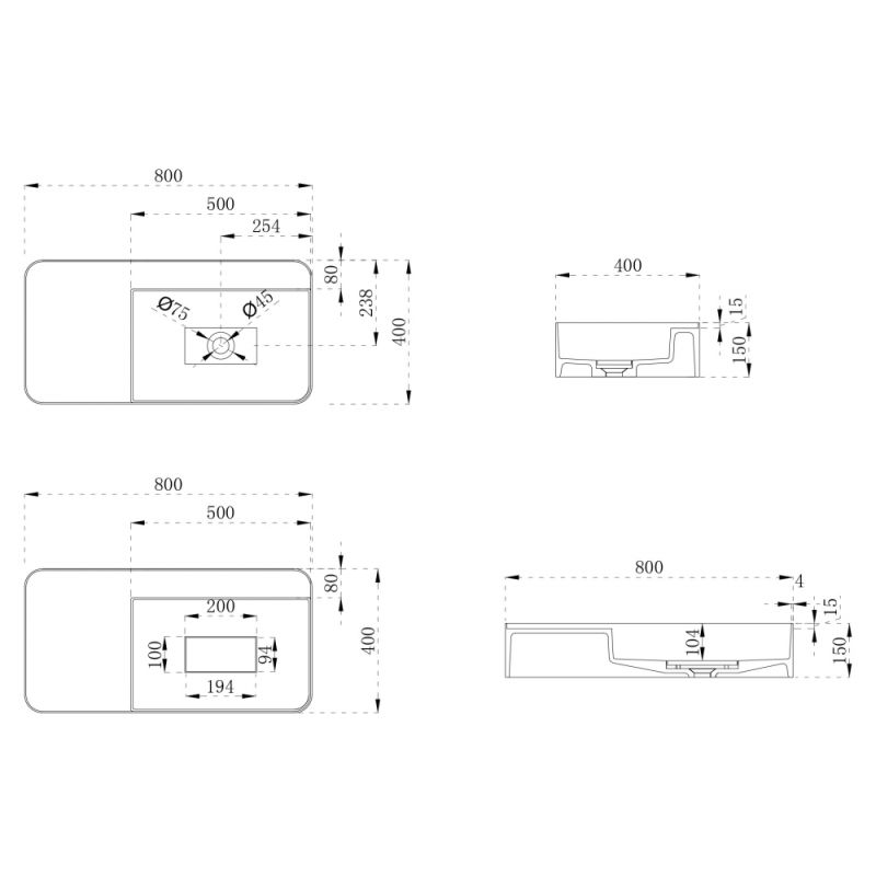 Раковина подвесная ABBER Stein AS2627-0.8 белая матовая