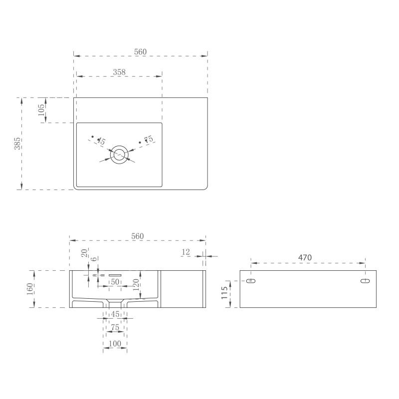 Раковина подвесная ABBER Stein AS2644 L белая матовая