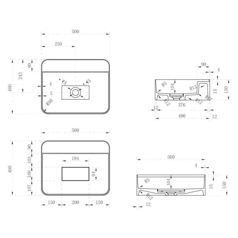 Раковина подвесная ABBER Stein AS2626 белая матовая