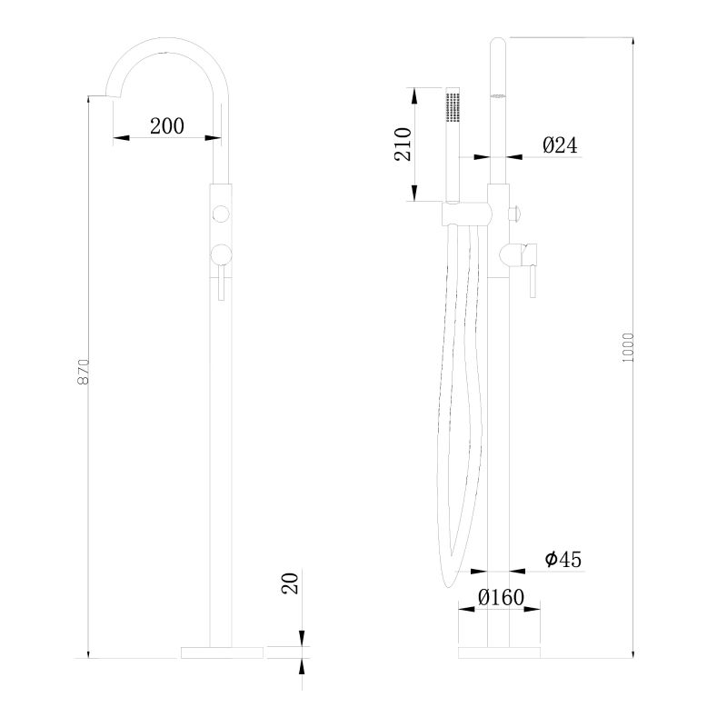 Смеситель ABBER Wasser Kreis AF8115RG напольный для ванны, розовое золото