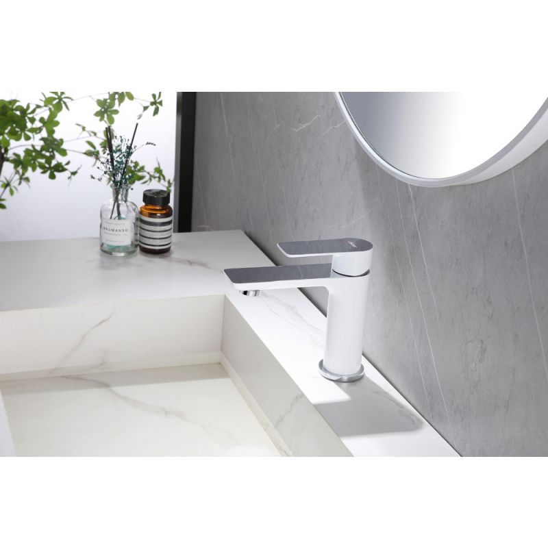 Смеситель ABBER Weiss Insel AF8010W для раковины, белый-хром