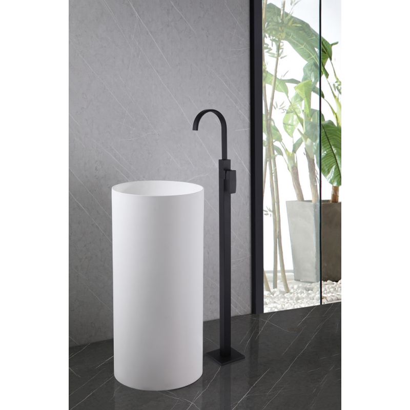 Смеситель ABBER Wasserfall AF8640B напольный для раковины, черный матовый