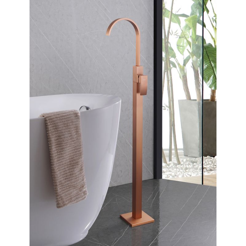 Смеситель ABBER Wasserfall AF8640MRG напольный для раковины, розовое золото матовое