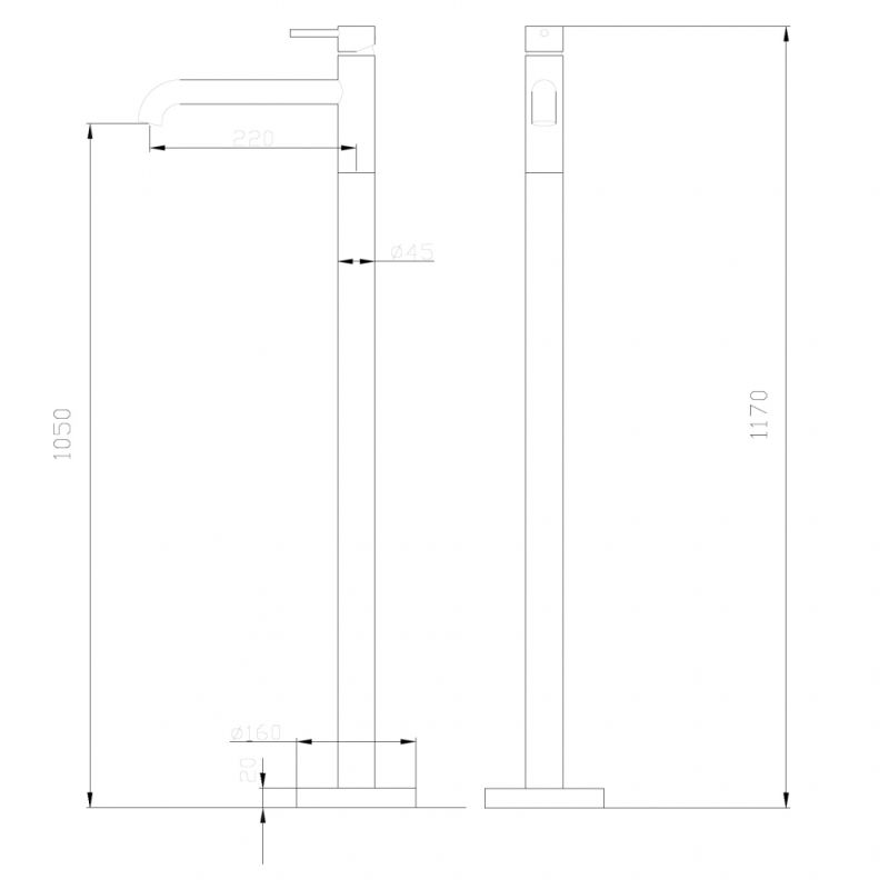 Смеситель ABBER Wasser Kreis AF8140B напольный для раковины, черный матовый