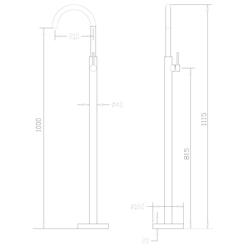 Смеситель ABBER Wasser Kreis AF8141B напольный для раковины, черный матовый