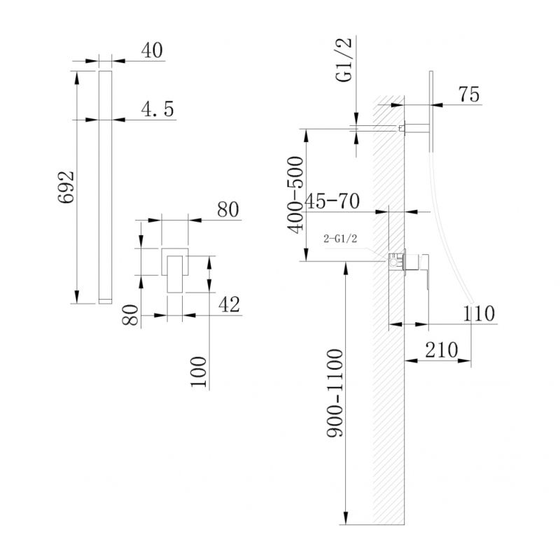Смеситель ABBER Daheim AF8209 скрытого монтажа для раковины, хром