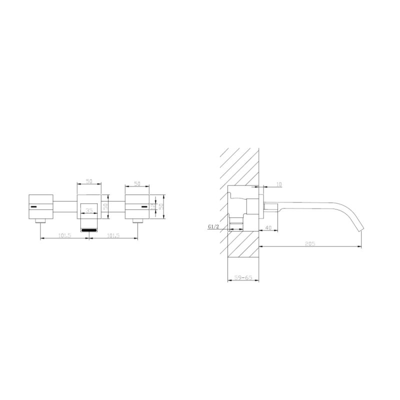 Смеситель ABBER Wasserfall AF8612B для раковины скрытого монтажа, черный матовый