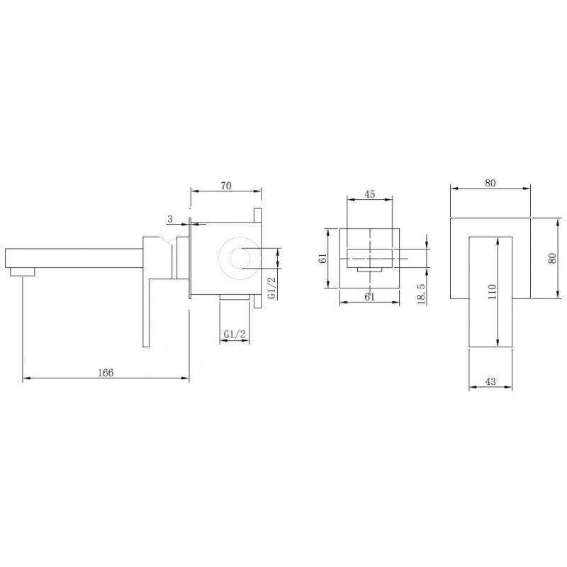 Смеситель ABBER Daheim AF8212B для раковины скрытого монтажа, черный матовый
