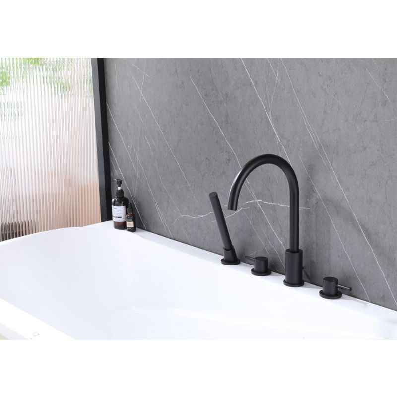 Смеситель ABBER Wasser Kreis AF8113B на борт ванны, черный матовый