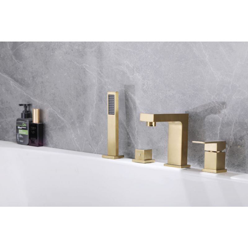 Смеситель ABBER Daheim AF8213G на борт ванны, золото матовое