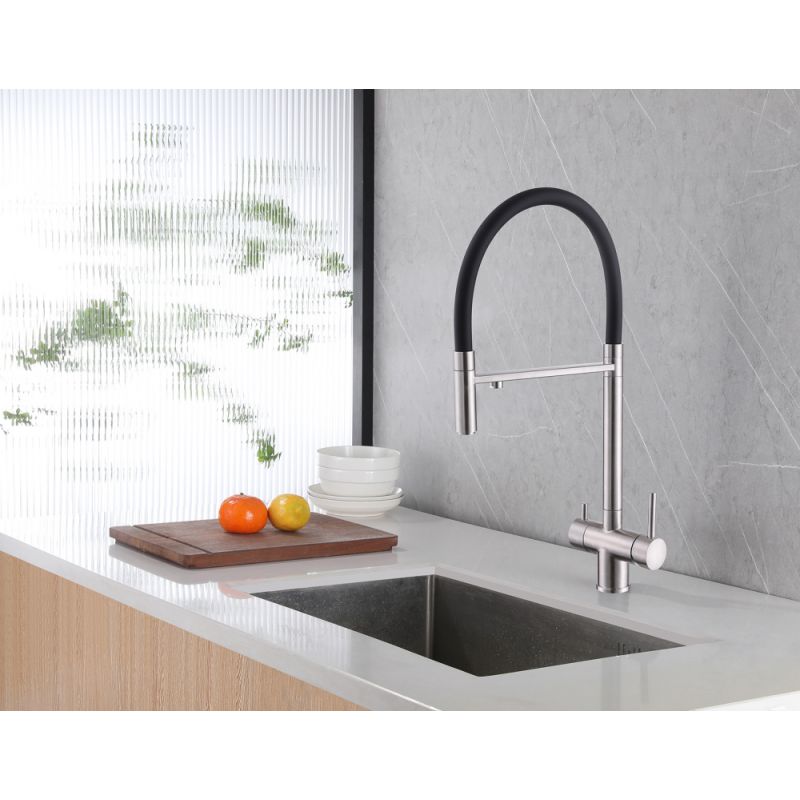 Смеситель ABBER Wasser Kreis AF81141 для кухни с подключением фильтра и выдвижной лейкой, хром