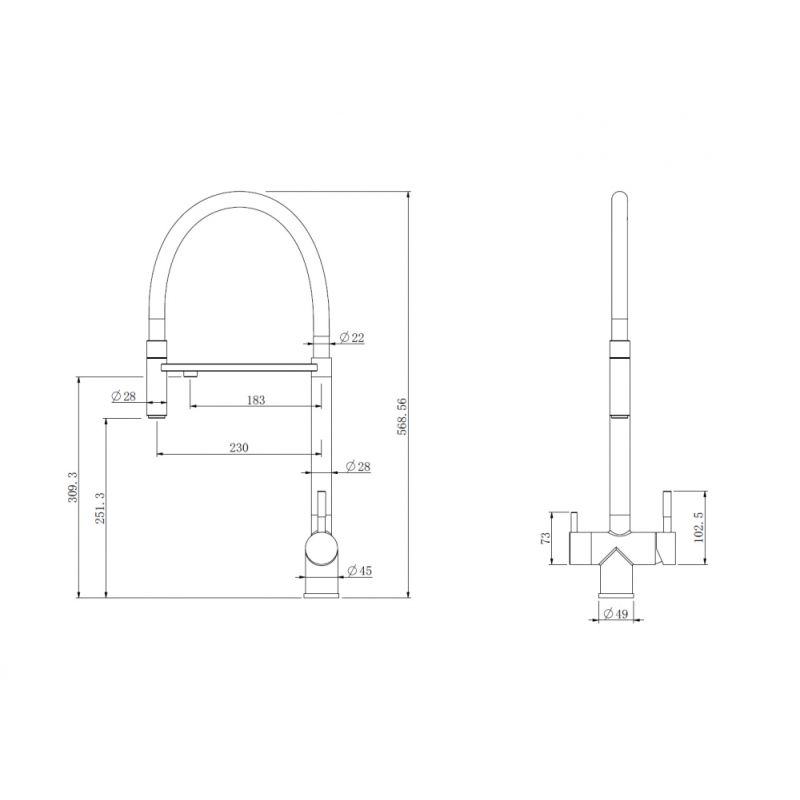 Смеситель ABBER Wasser Kreis AF81141B для кухни с подключением фильтра и выдвижной лейкой, черный матовый