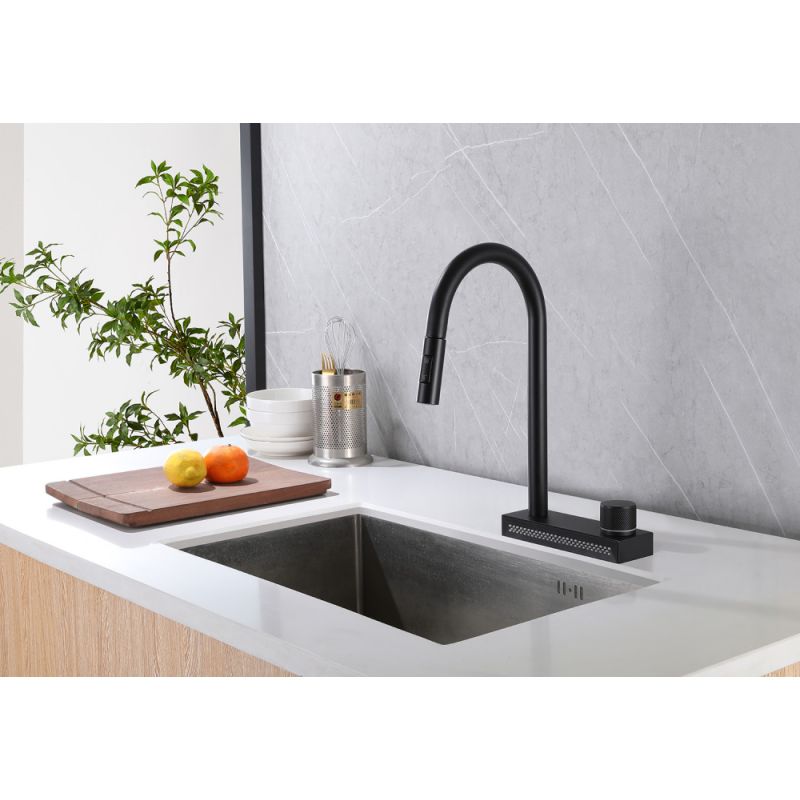 Смеситель ABBER Wasser Kreis AF8114B для кухни с выдвижной лейкой, черный матовый