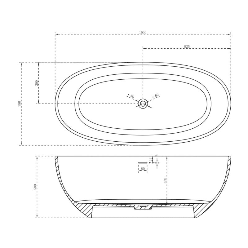 Ванна из искусственного камня ABBER Stein AS9620-1.6 белая матовая