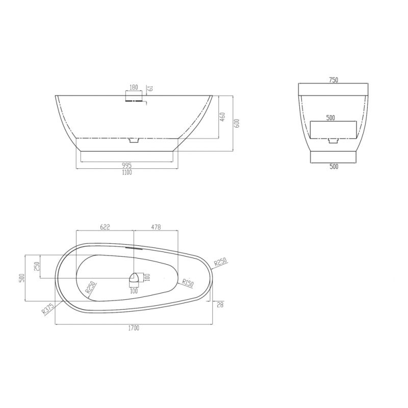 Ванна из искусственного камня ABBER Dortmund AM9911MBG темно-зеленая матовая