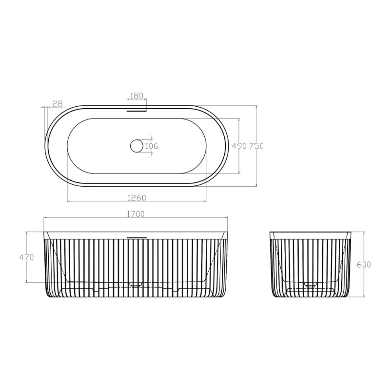 Ванна из искусственного камня ABBER Stuttgart AM9925 белая матовая