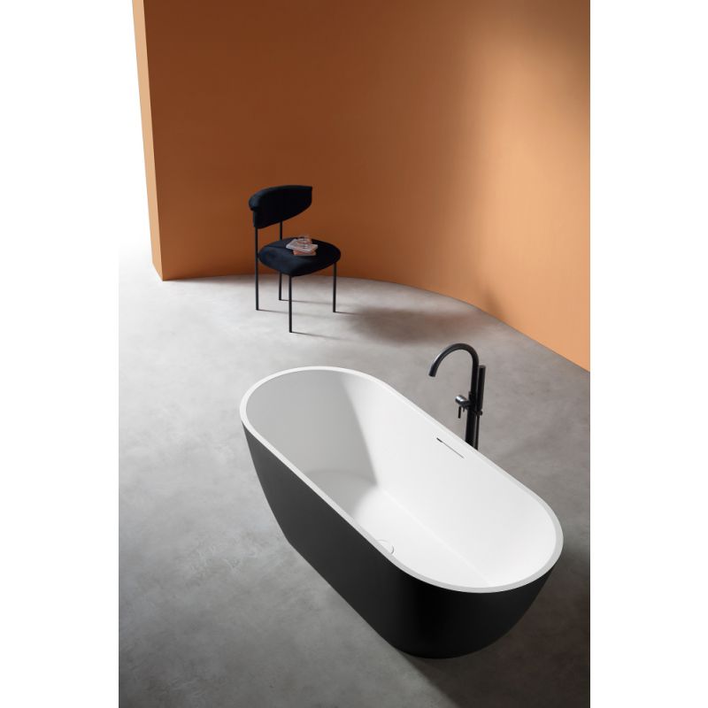 Ванна из искусственного камня ABBER Frankfurt AM9941BW черно-белая матовая