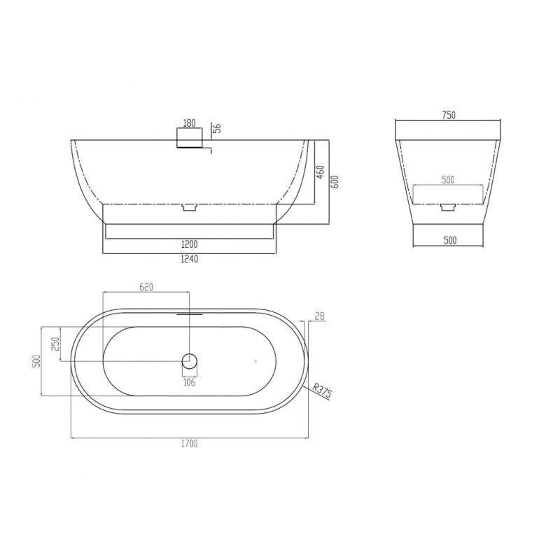 Ванна из искусственного камня ABBER Frankfurt AM9941MP розовая матовая