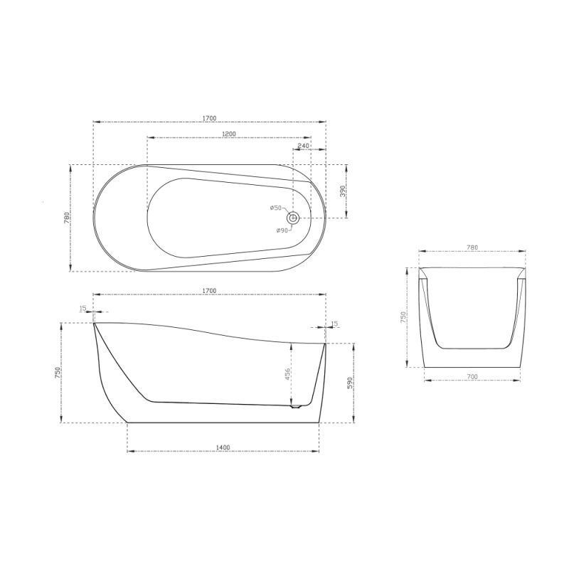 Акриловая ванна ABBER AB9491-1.7 белая