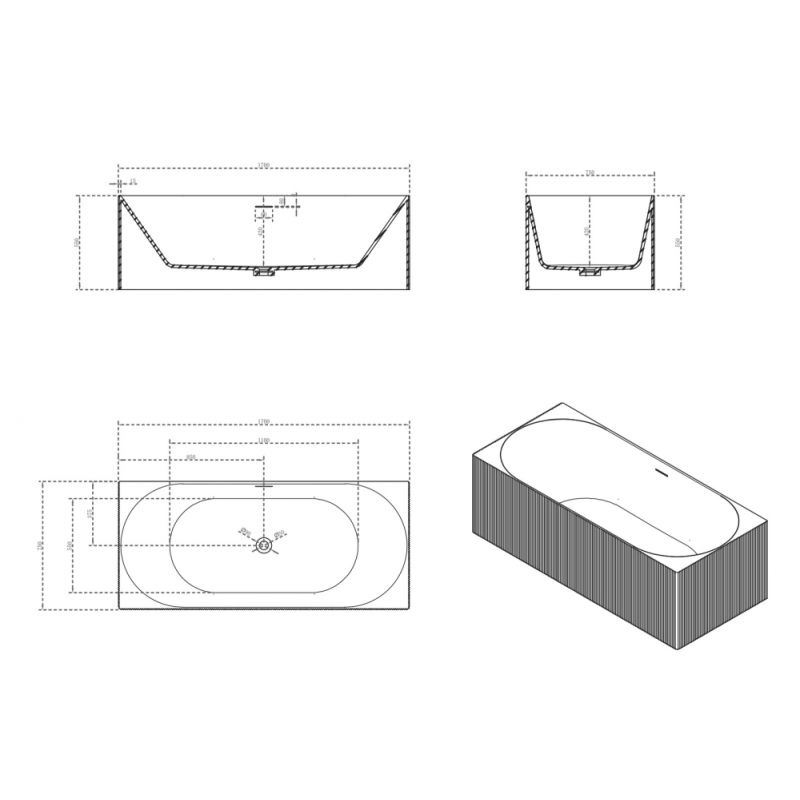 Ванна из искусственного камня ABBER Stein AS9603 белая матовая
