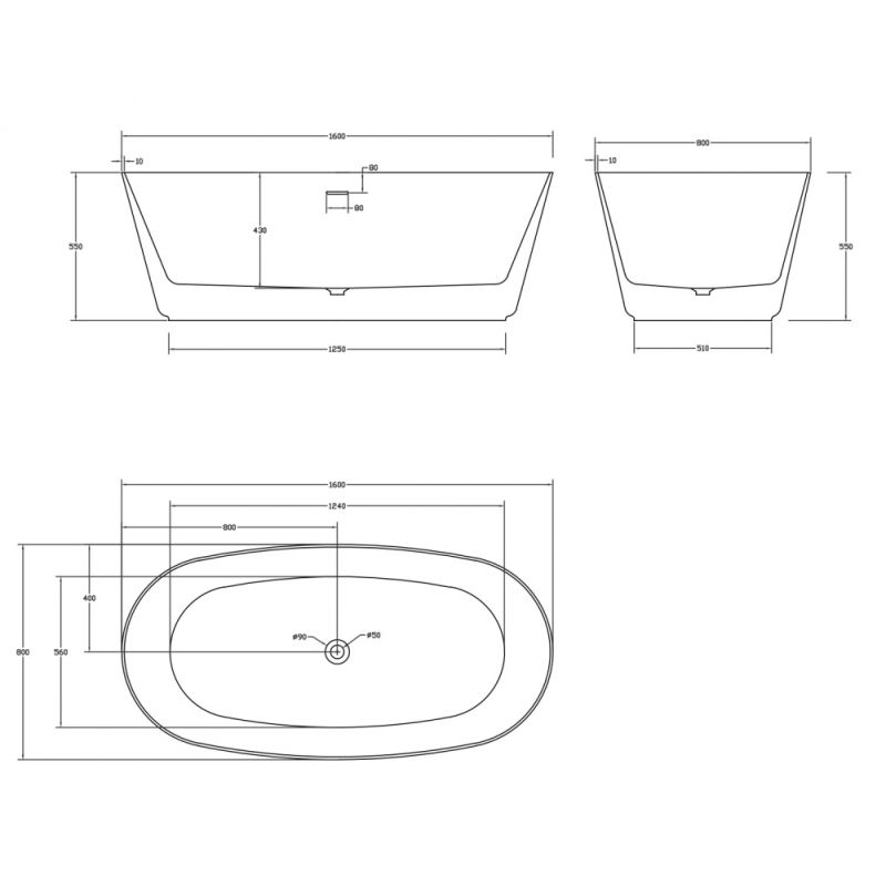 Ванна из искусственного камня ABBER Stein AS9606 белая матовая