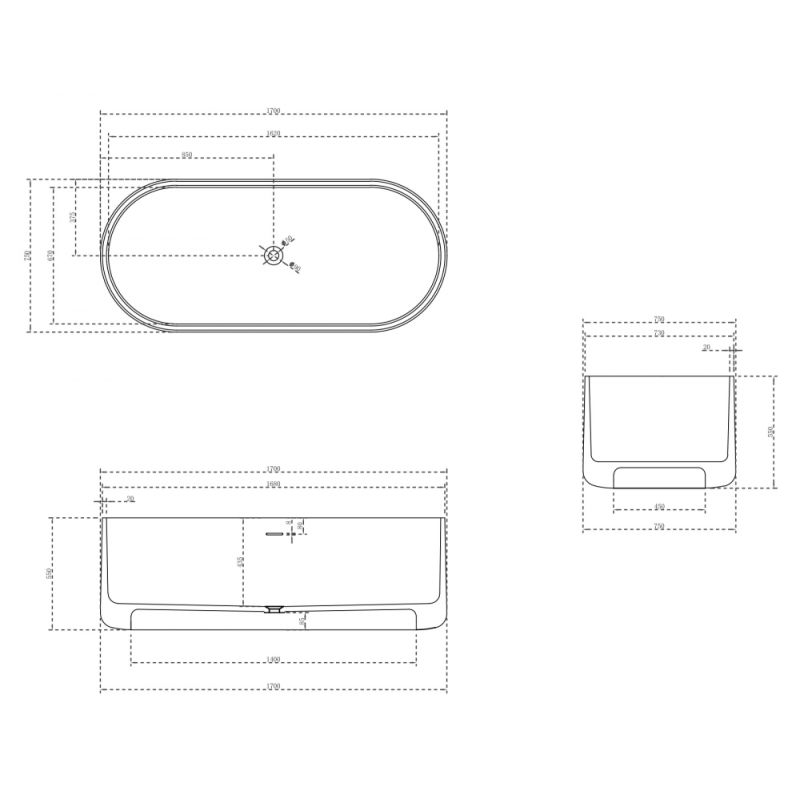 Ванна из искусственного камня ABBER Stein AS9607 белая матовая