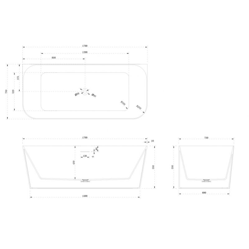 Ванна из искусственного камня ABBER Stein AS9617 белая матовая