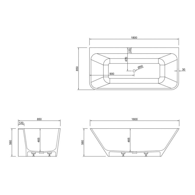 Ванна из искусственного камня ABBER Stein AS9619 белая матовая