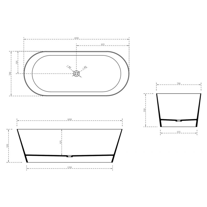 Ванна из искусственного камня ABBER Stein AS9622 белая матовая