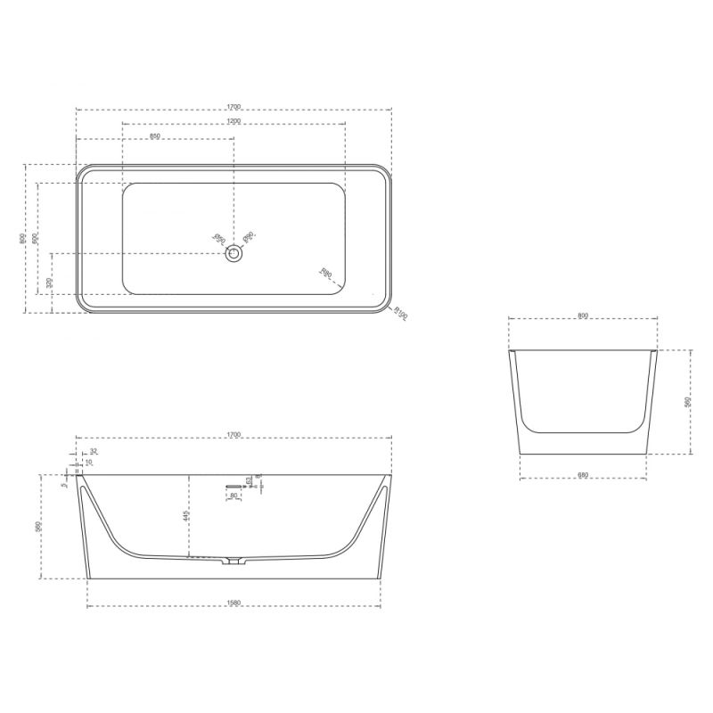 Ванна из искусственного камня ABBER Stein AS9623 белая матовая