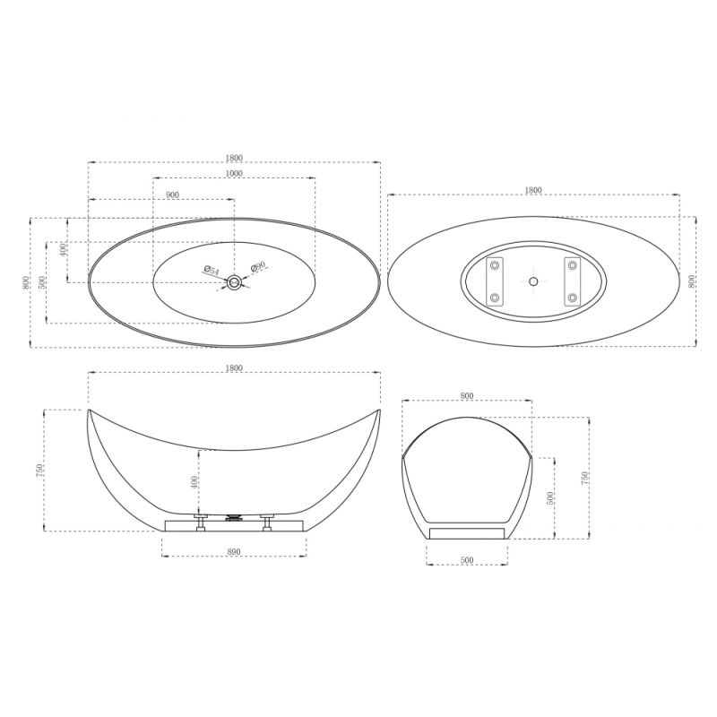 Ванна из искусственного камня ABBER Stein AS9633 белая матовая