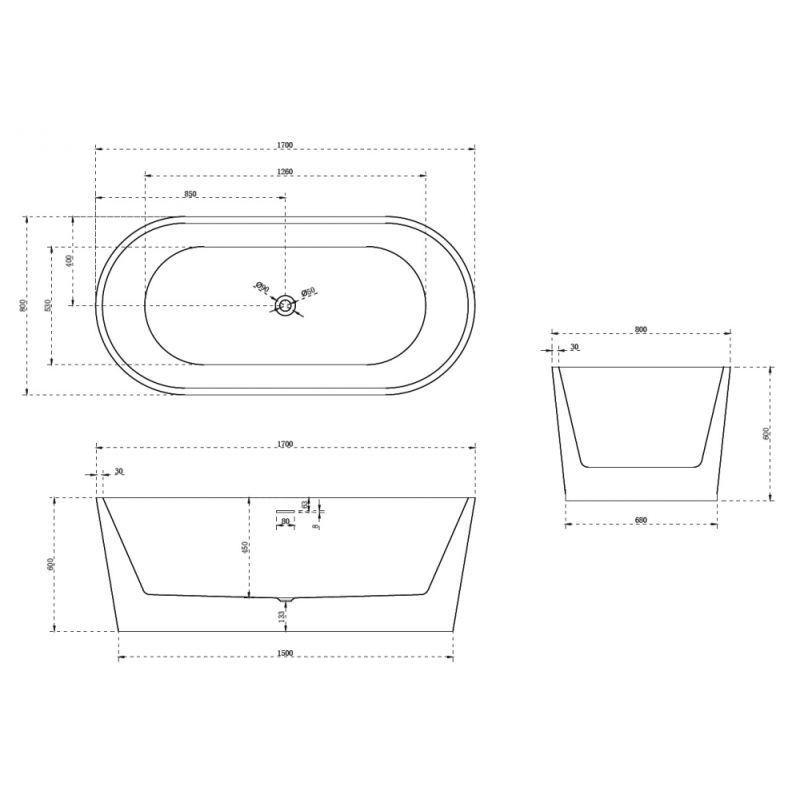 Акриловая ванна ABBER AB9209MB черная матовая