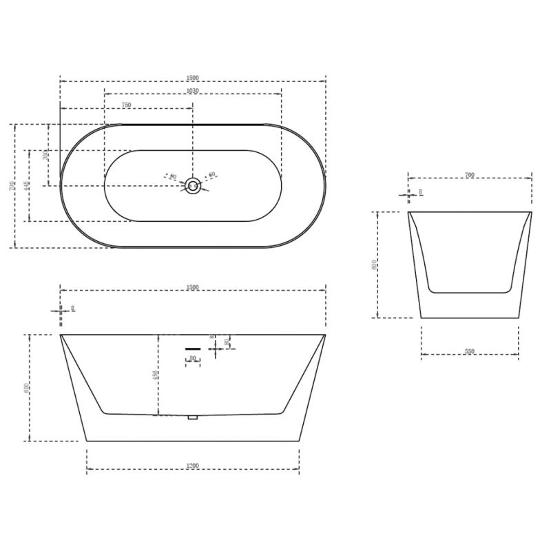 Акриловая ванна ABBER AB9222-1.5 белая